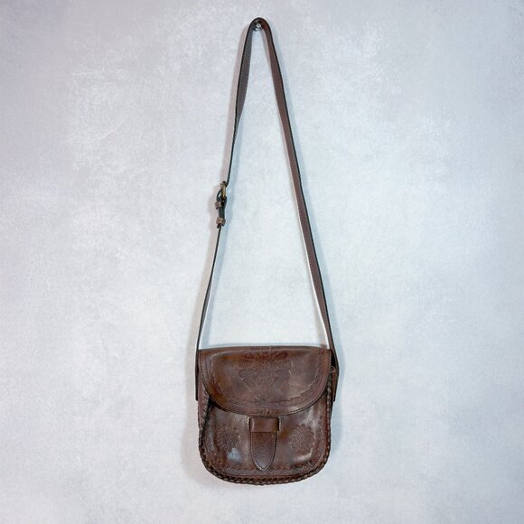 Patricia Nash Embossed Leather Cross Body Bag Tooled Forli Flap Vintage Brown - Picture 5 of 15